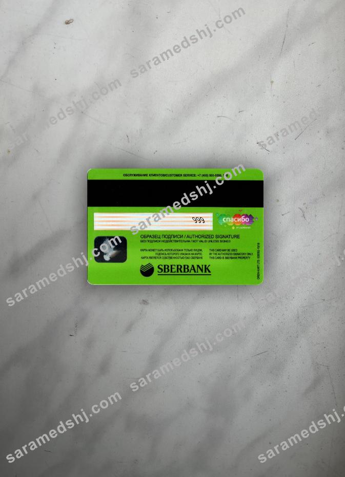 Russia Sberbank visa credit card green photolook back